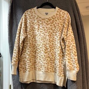 Aerie Cream and Tan Leopard Print Sweater